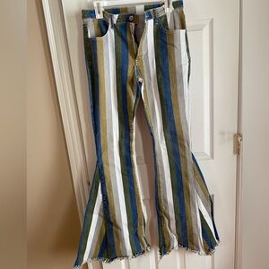 Striped bell bottom pants